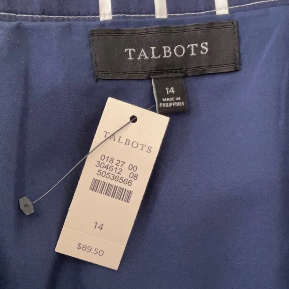 NWT Talbots Blue and White South Beach Pleated Skirt Size 14 - Picture 6 of 9